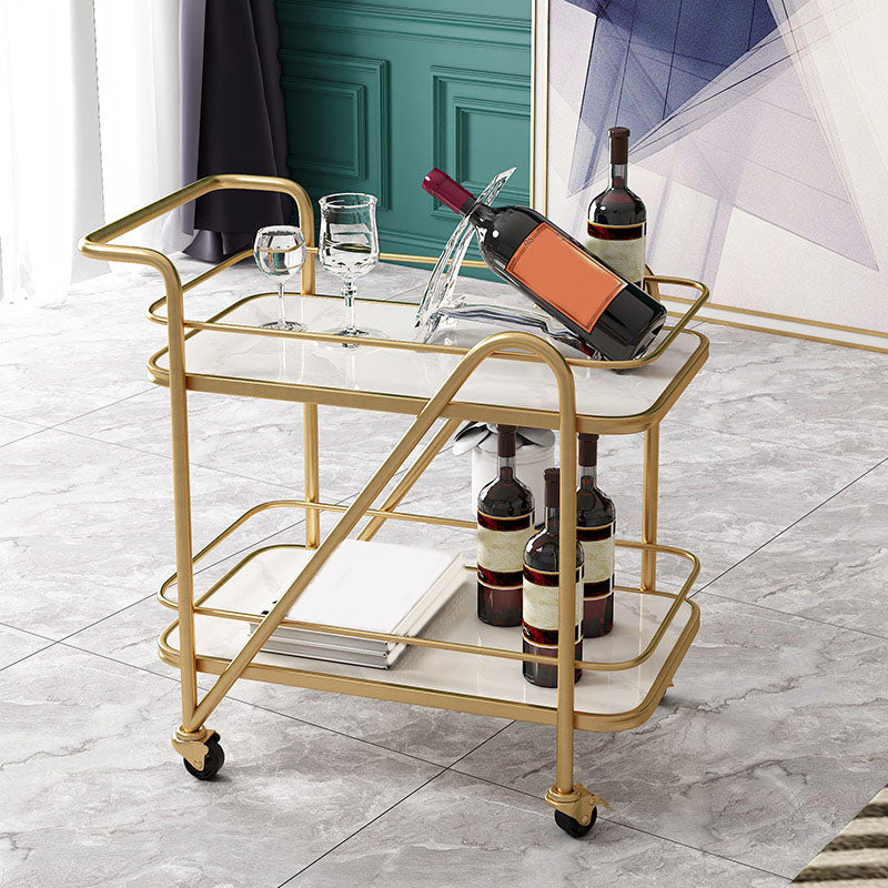 Contemporary Rolling Rectangular Prep Table Metal Prep Table for Home Use