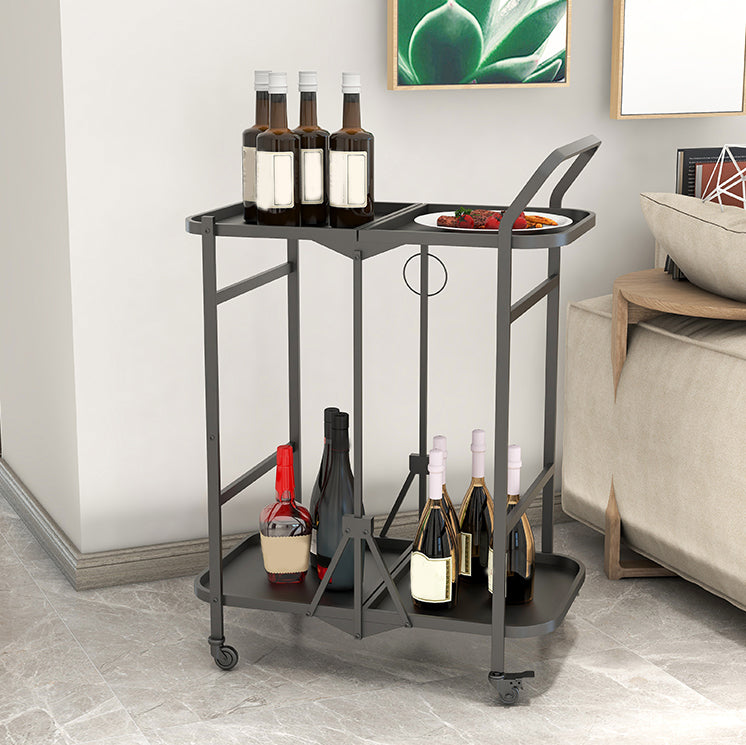 Contemporary 35.43"H Folding Prep Table Rectangular Metal Prep Table for Dining Room