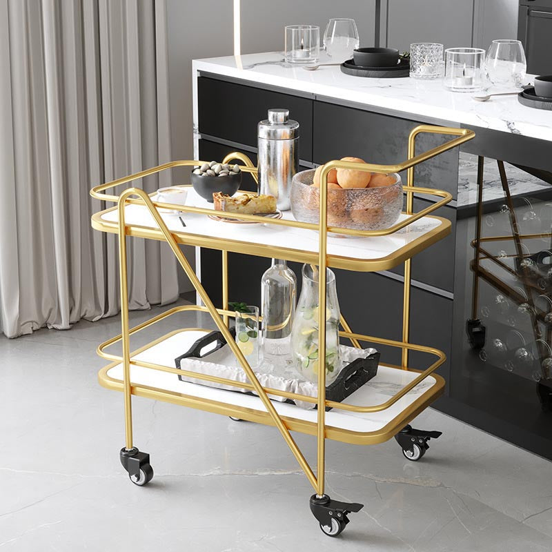 Rolling Modern Prep Table Metal Prep Table with Storage for Dining Room