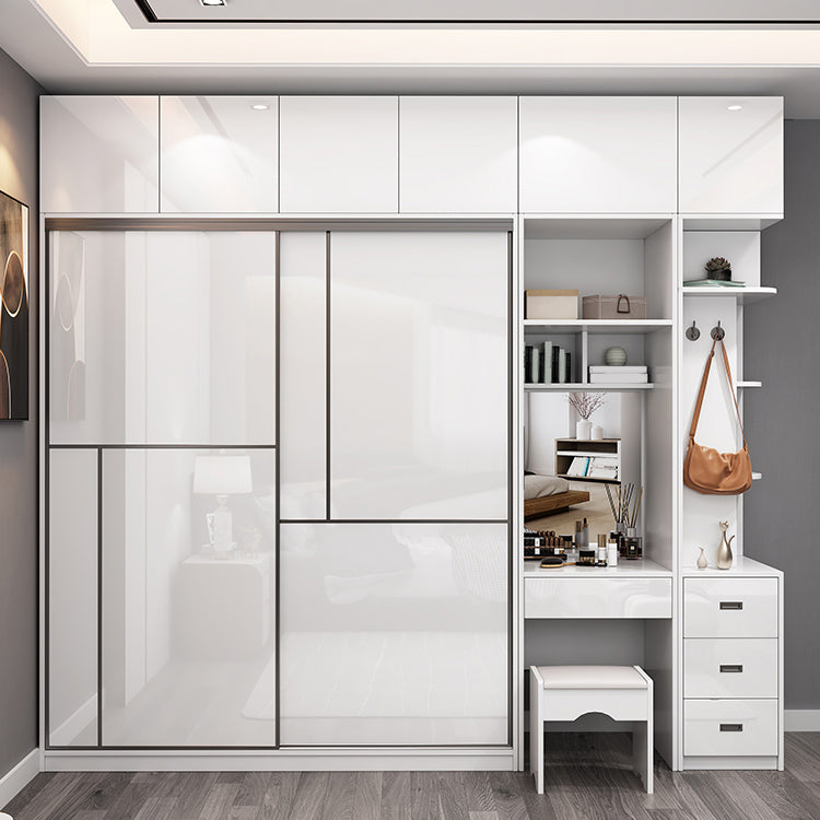 Engineered Wood White Wardrobe Cabinet Modern Wardrobe Closet