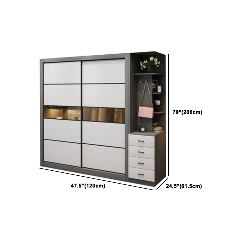 Contemporary Wardrobe Closet Engineered Wood Wardrobe Cabinet