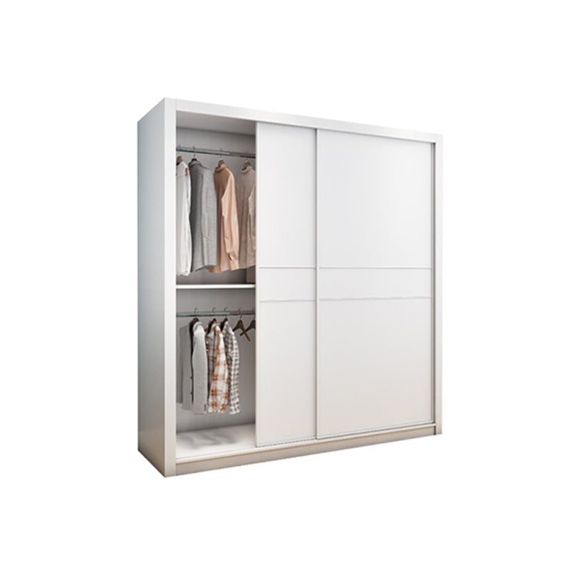 Contemporary Style Wardrobe Armoire White Engineered Wood Wardrobe with Drawer