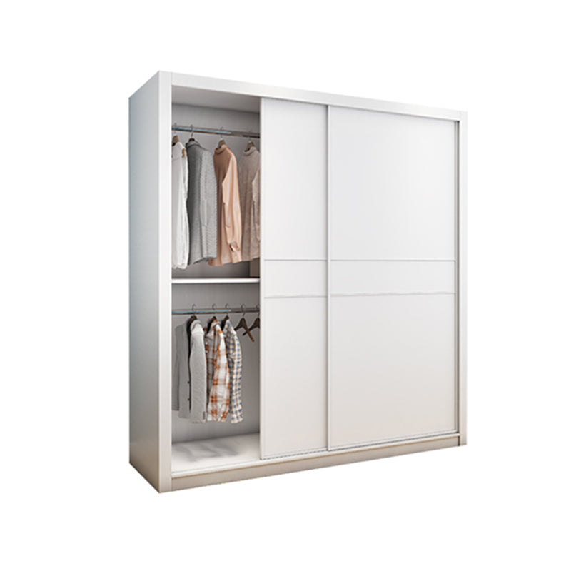 Contemporary Style Wardrobe Armoire White Engineered Wood Wardrobe with Drawer
