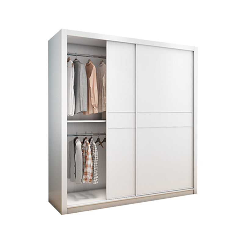 Contemporary Style Wardrobe Armoire White Engineered Wood Wardrobe with Drawer