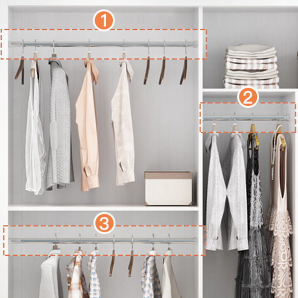 Contemporary Style Wardrobe Armoire White Engineered Wood Wardrobe with Drawer