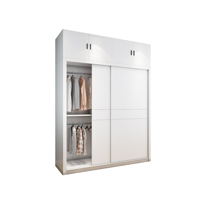 Contemporary Style Wardrobe Armoire White Engineered Wood Wardrobe with Drawer
