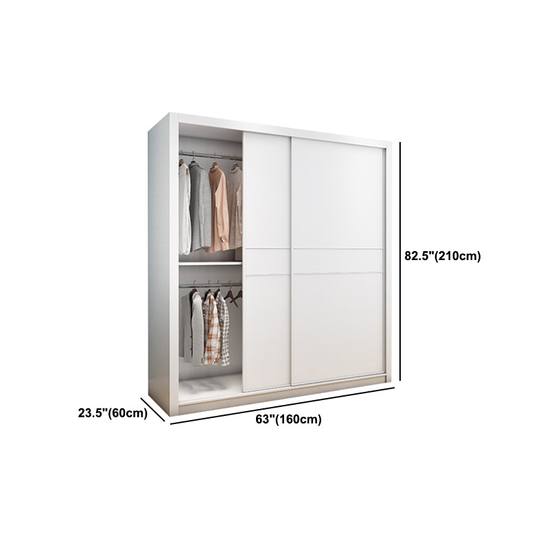 Contemporary Style Wardrobe Armoire White Engineered Wood Wardrobe with Drawer