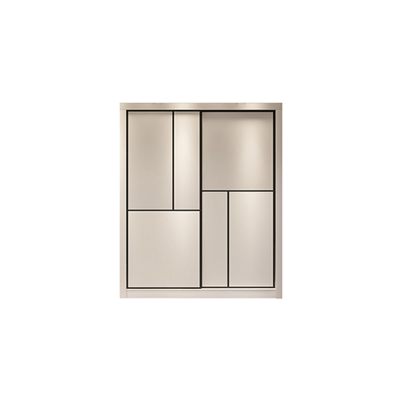 Contemporary White Wardrobe Armoire Engineered Wood Wardrobe with Sliding Door