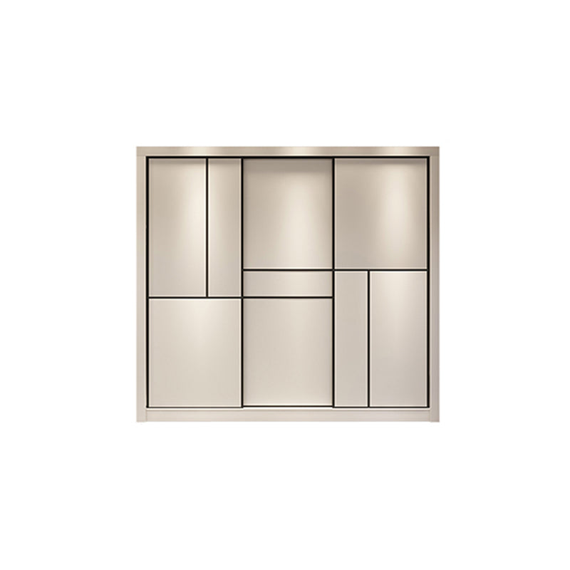 Contemporary White Wardrobe Armoire Engineered Wood Wardrobe with Sliding Door