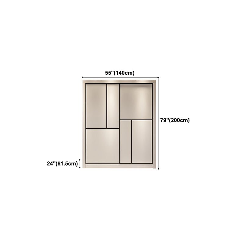 Contemporary White Wardrobe Armoire Engineered Wood Wardrobe with Sliding Door