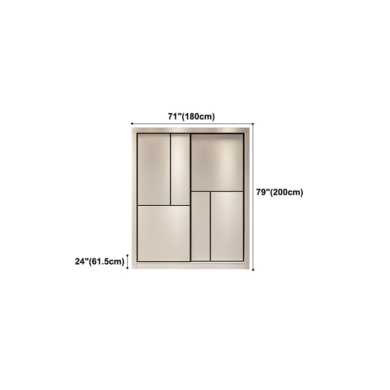 Contemporary White Wardrobe Armoire Engineered Wood Wardrobe with Sliding Door