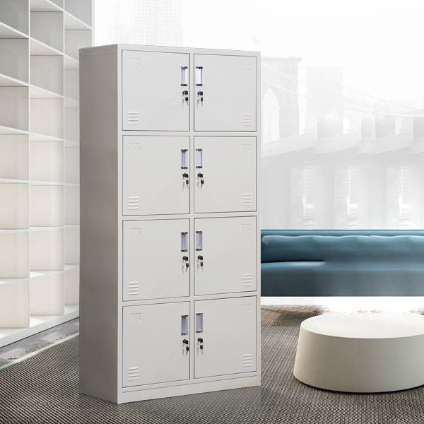 Modern & Contemporary Hinged Door Cabinet Gray Metal Storage Cabinet