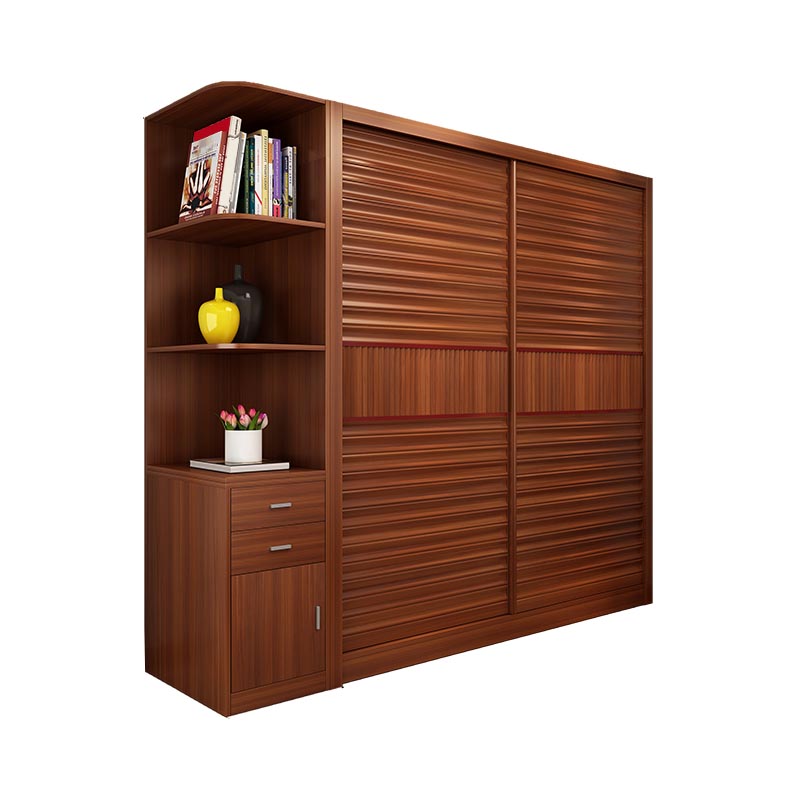 Brown Contemporary Wardrobe Armoire Engineered Wood Wardrobe Closet