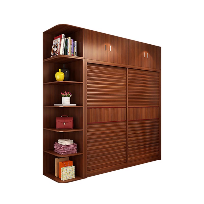 Brown Contemporary Wardrobe Armoire Engineered Wood Wardrobe Closet