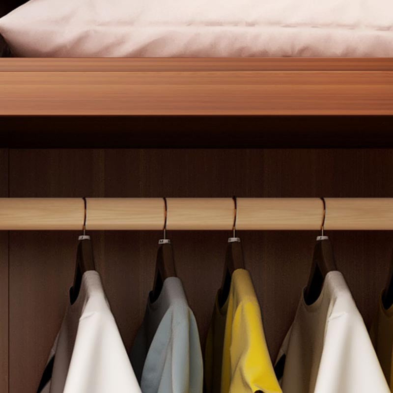 Brown Contemporary Wardrobe Armoire Engineered Wood Wardrobe Closet