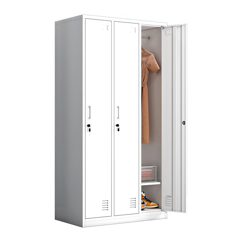 White Metal Wardrobe Armoire Contemporary Hinged Wardrobe Cabinet