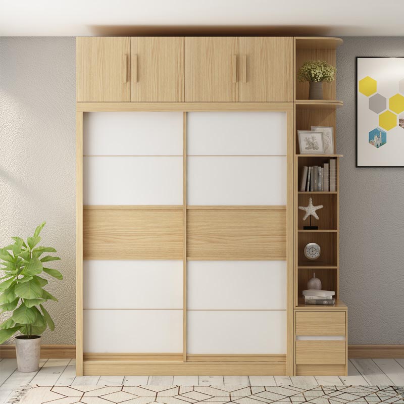 Modern Natural Wardrobe Armoire Engineered Wood Wardrobe with Drawer