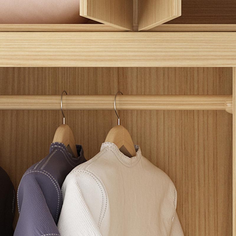 Modern Natural Wardrobe Armoire Engineered Wood Wardrobe with Drawer