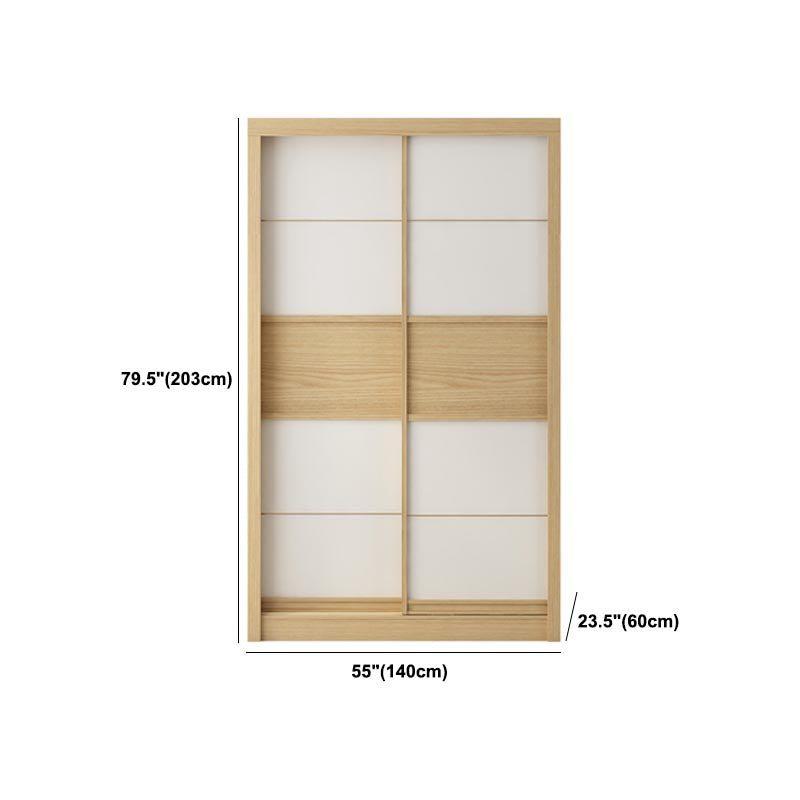 Modern Natural Wardrobe Armoire Engineered Wood Wardrobe with Drawer