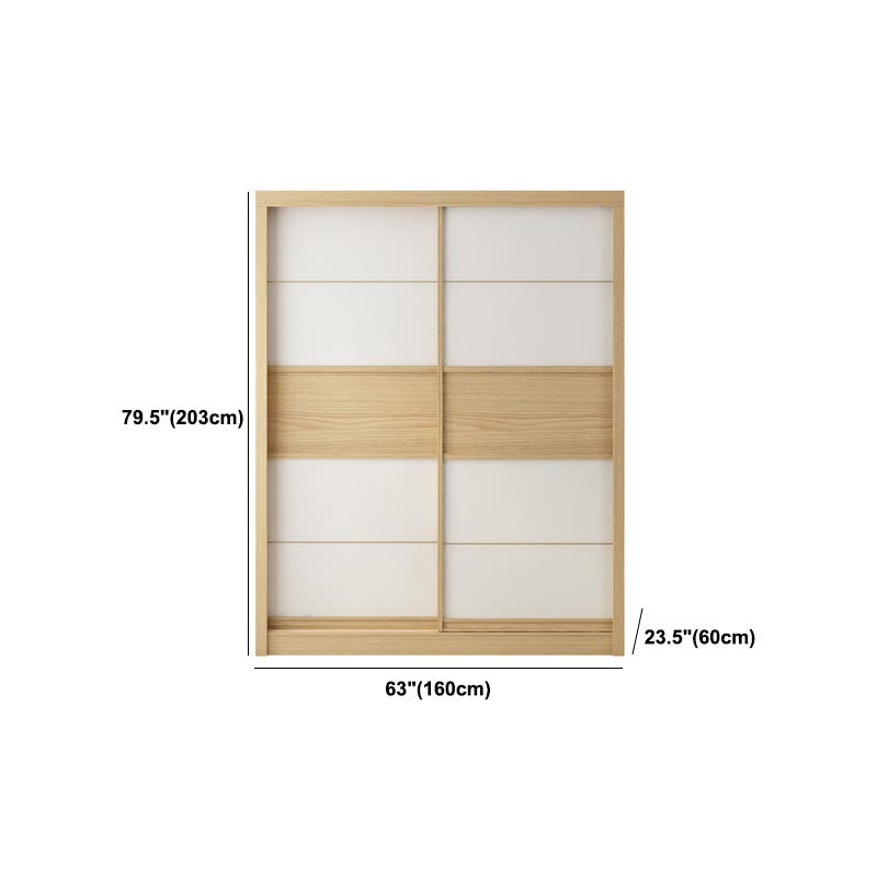 Modern Natural Wardrobe Armoire Engineered Wood Wardrobe with Drawer