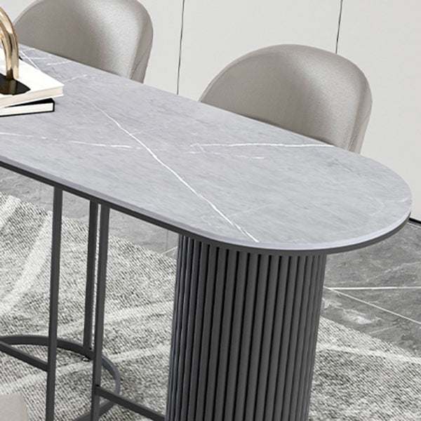 Modern 1/5 Pieces Bar Table Set Stone Counter Table with High Stools for Kitchen