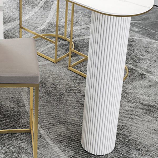 Modern 1/5 Pieces Bar Table Set Stone Counter Table with High Stools for Kitchen