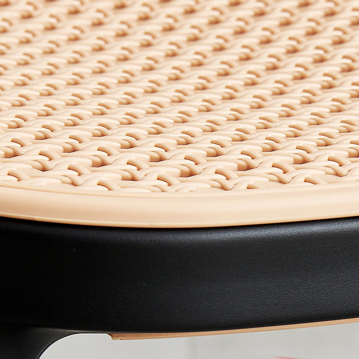 Contemporary Square Footrest Stool Plastic Rattan Stool in White and Black