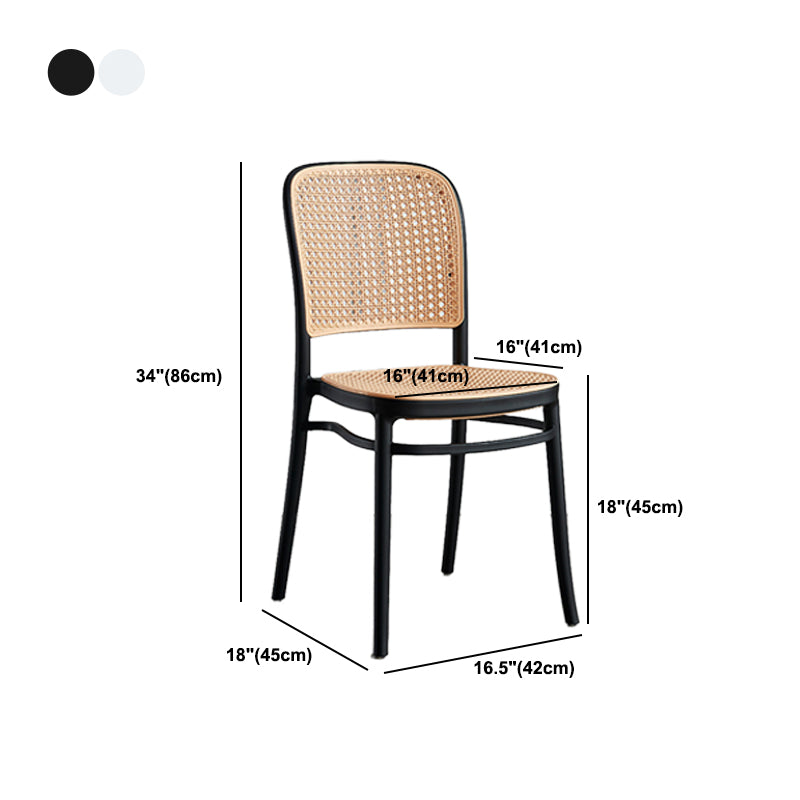 Contemporary Square Footrest Stool Plastic Rattan Stool in White and Black