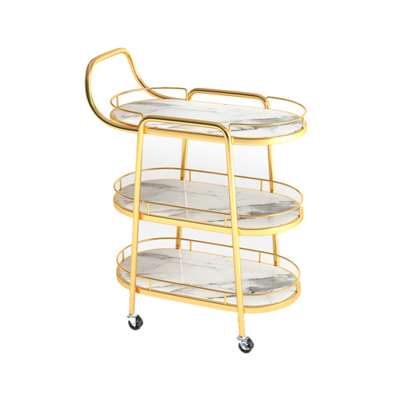 32.28"H Modern Rolling Oval Prep Table Metal Prep Table for Home Use