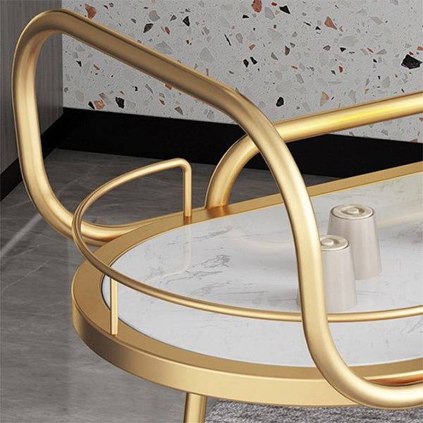 32.28"H Modern Rolling Oval Prep Table Metal Prep Table for Home Use