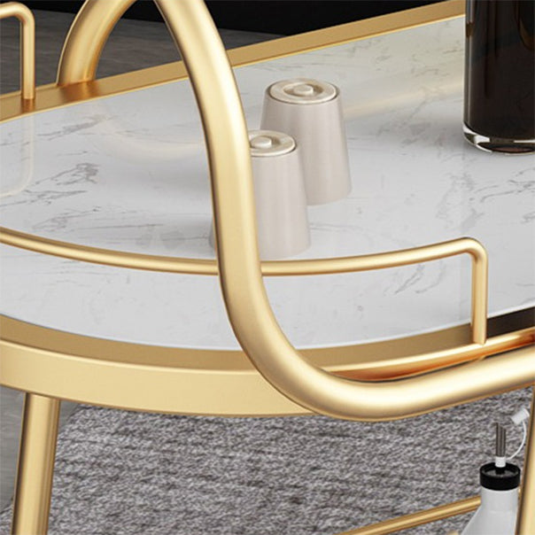 32.28"H Modern Rolling Oval Prep Table Metal Prep Table for Home Use