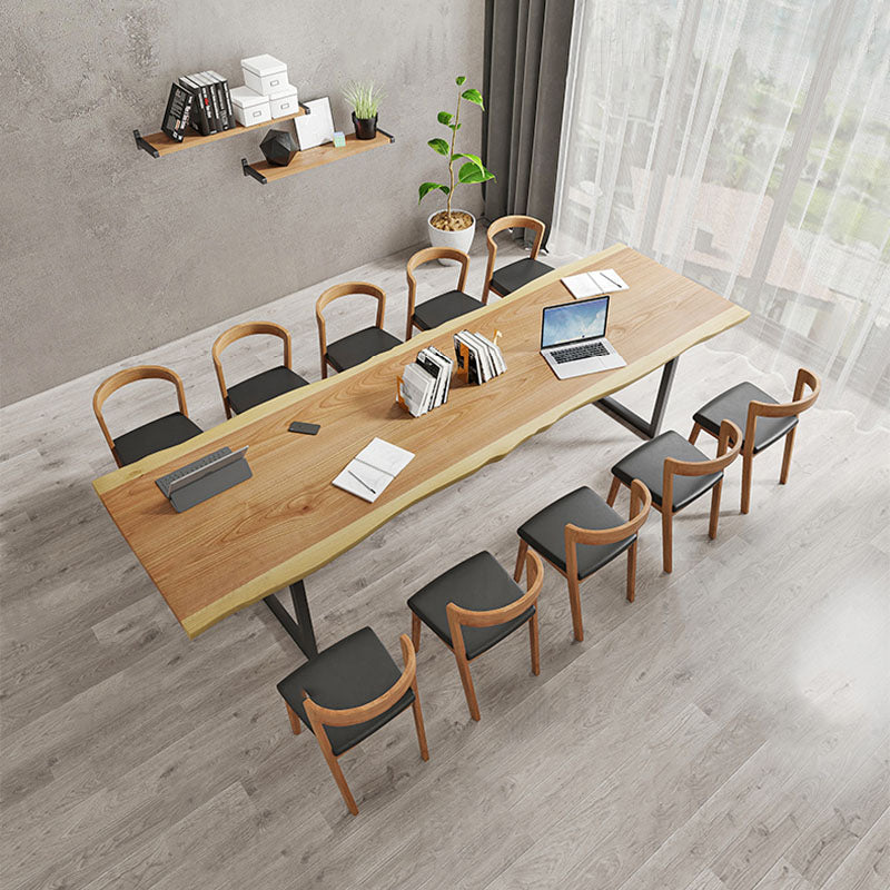 Solid Wood Meeting Table Home Office Free Form Modern Writing Desk