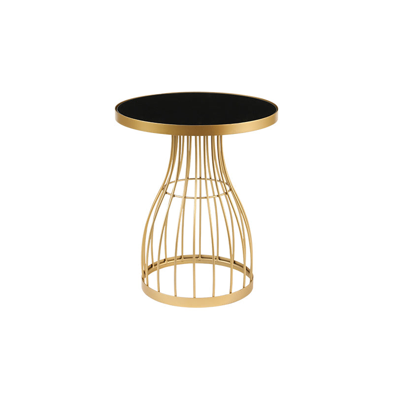 Metal Round Night Table Modern Non-Storage Legs Included Nightstand in Black/Gold
