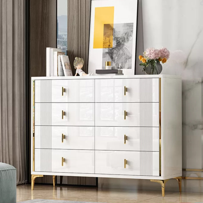Glam Wood Chest with Stone Top Chest with Drawers for Bedroom