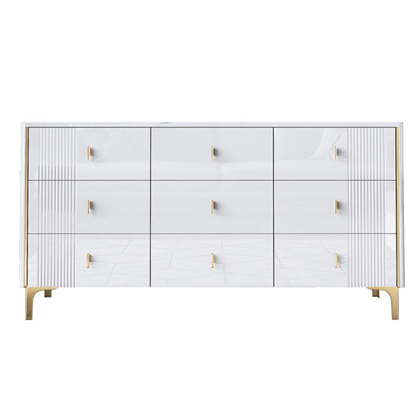 Glam Wood Chest with Stone Top Chest with Drawers for Bedroom