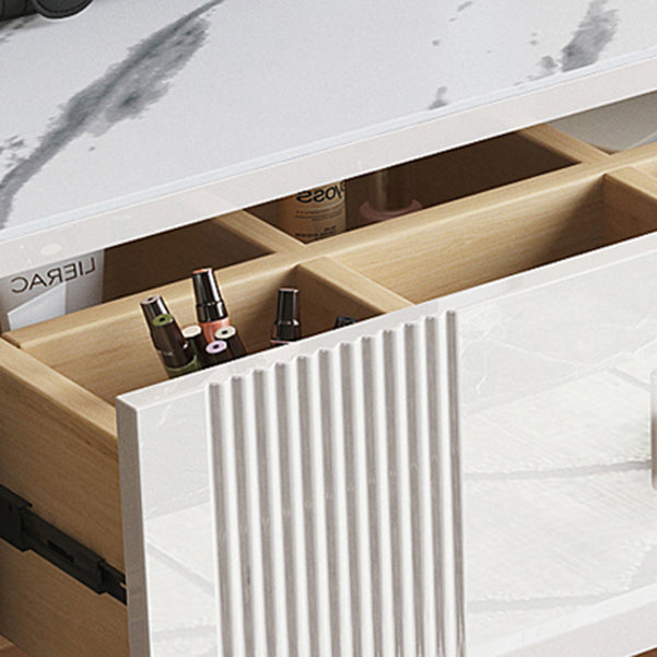 Glam Wood Chest with Stone Top Chest with Drawers for Bedroom