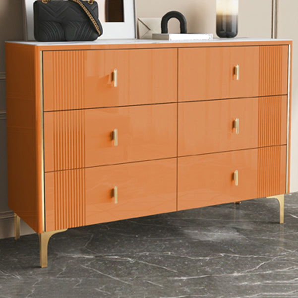 Glam Wood Chest with Stone Top Chest with Drawers for Bedroom
