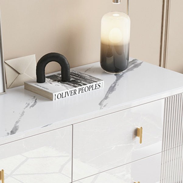 Glam Wood Chest with Stone Top Chest with Drawers for Bedroom