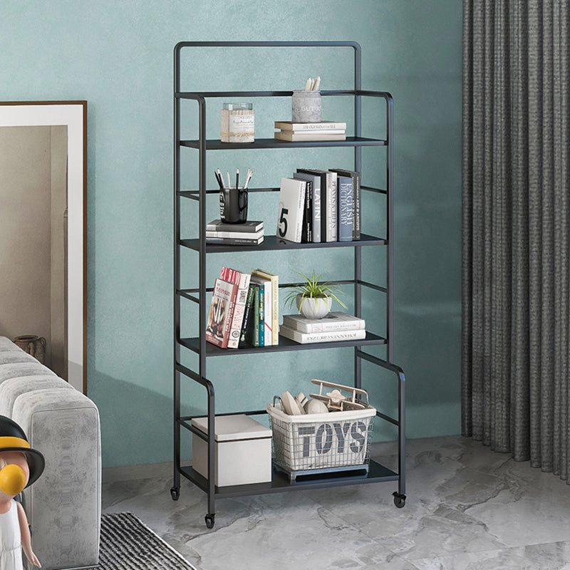 Etagere Iron Bookshelf Open Back Modern Bookcase With Rectangular Shelves