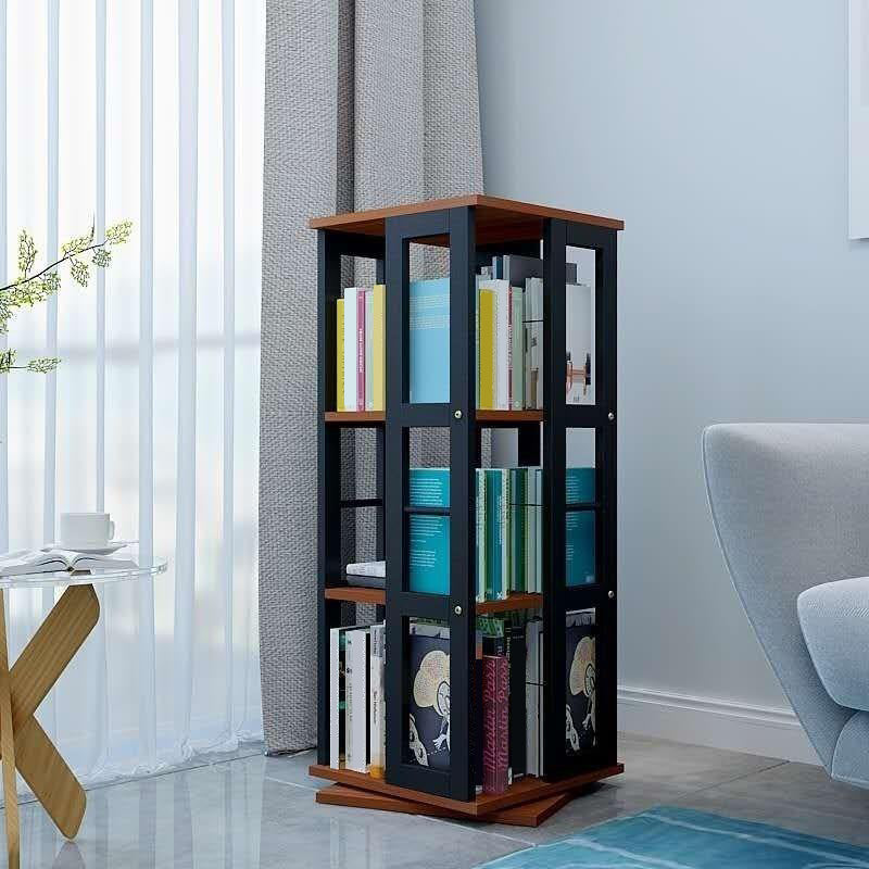 3/4/6-Shelf Contemporary Bookcase Metal Book Shelf Wooden Shelves for Living Room