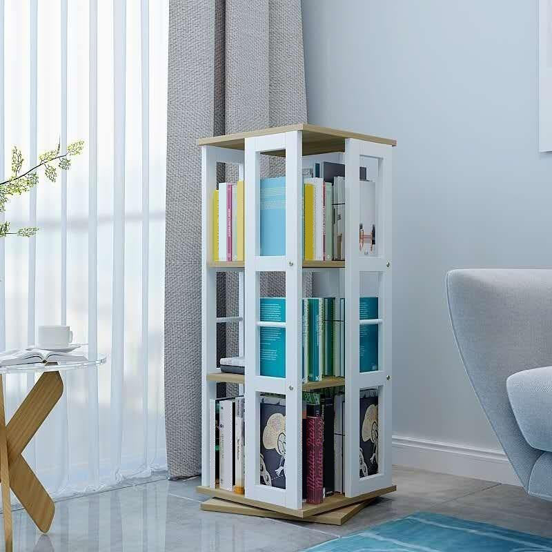 3/4/6-Shelf Contemporary Bookcase Metal Book Shelf Wooden Shelves for Living Room