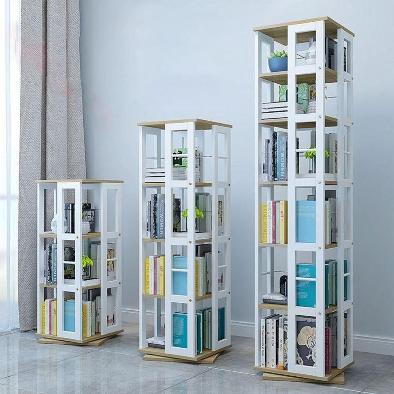 3/4/6-Shelf Contemporary Bookcase Metal Book Shelf Wooden Shelves for Living Room