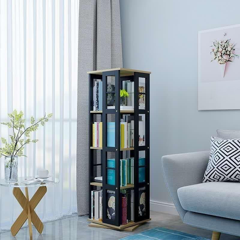 3/4/6-Shelf Contemporary Bookcase Metal Book Shelf Wooden Shelves for Living Room