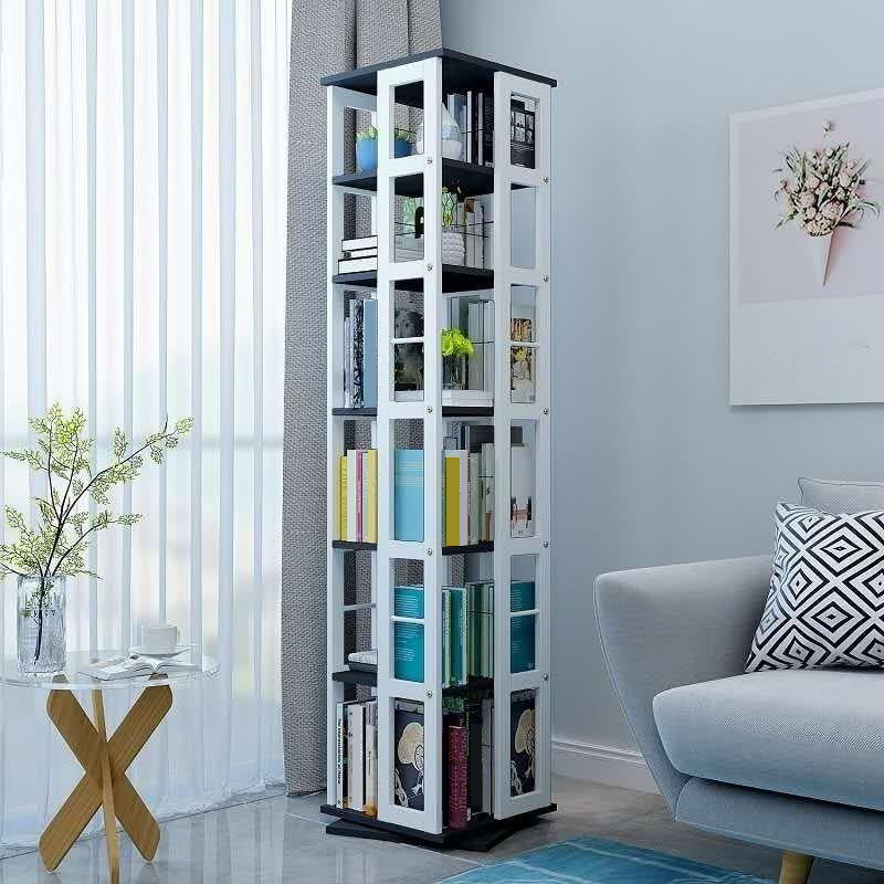 3/4/6-Shelf Contemporary Bookcase Metal Book Shelf Wooden Shelves for Living Room