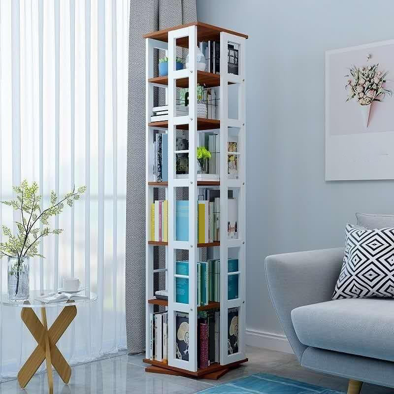 3/4/6-Shelf Contemporary Bookcase Metal Book Shelf Wooden Shelves for Living Room