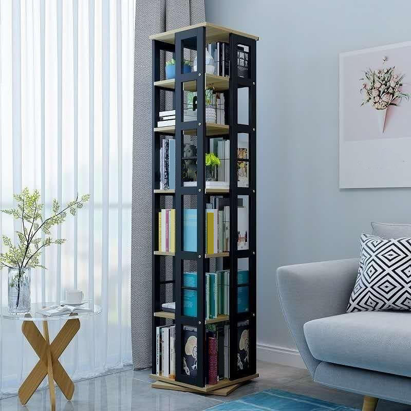 3/4/6-Shelf Contemporary Bookcase Metal Book Shelf Wooden Shelves for Living Room