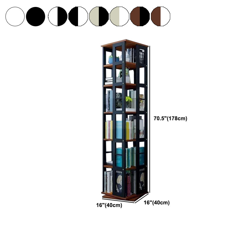 3/4/6-Shelf Contemporary Bookcase Metal Book Shelf Wooden Shelves for Living Room