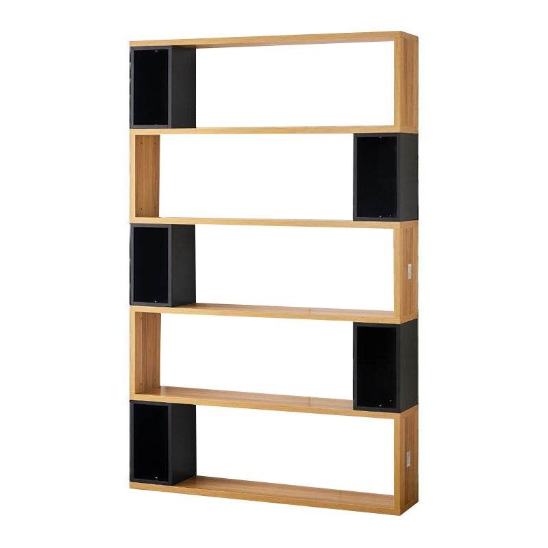 Modern geometry Bookshelf Multi Shelfs Open Back Bookcase in Natural