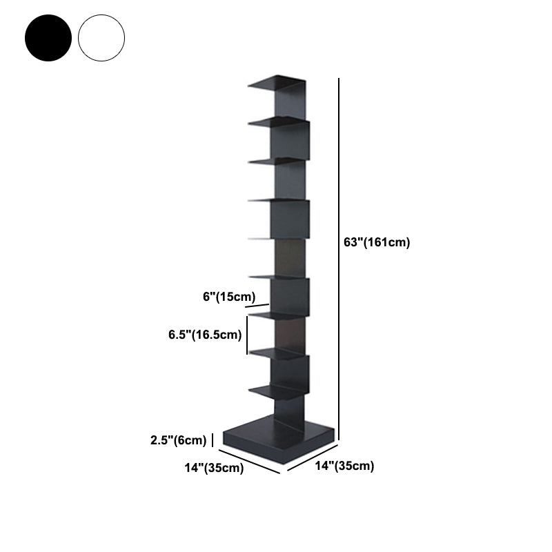 13.8" Wide Corner Shelf Bookcase Modern Metal Bookcase Multi Tiers Closed Back