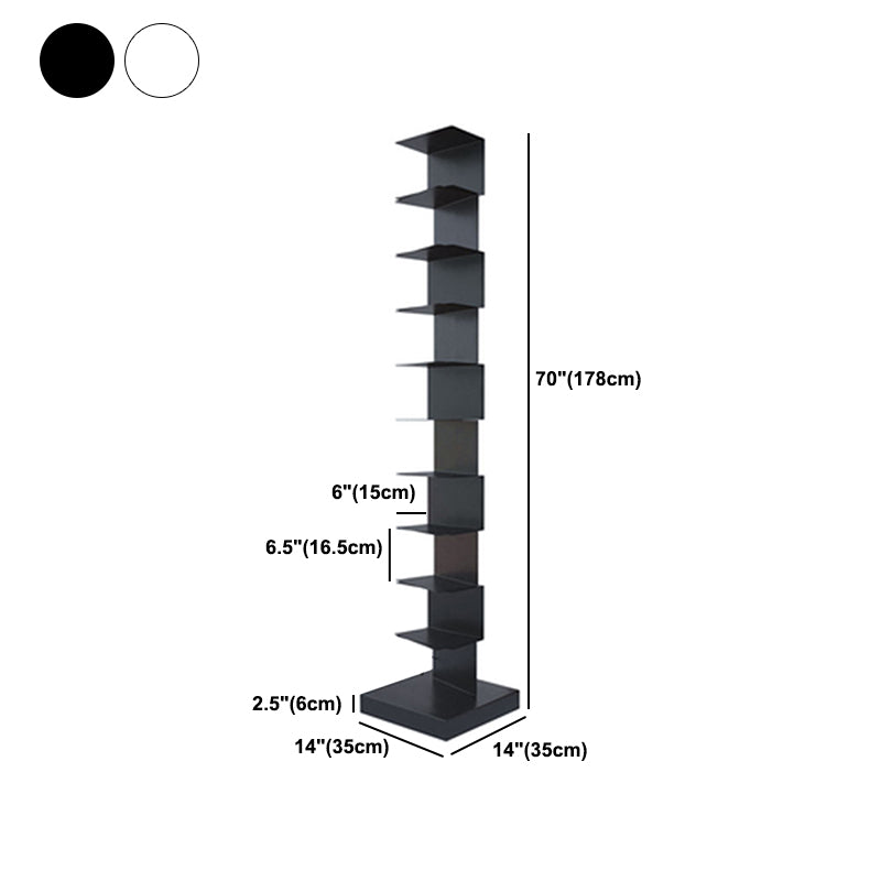 13.8" Wide Corner Shelf Bookcase Modern Metal Bookcase Multi Tiers Closed Back